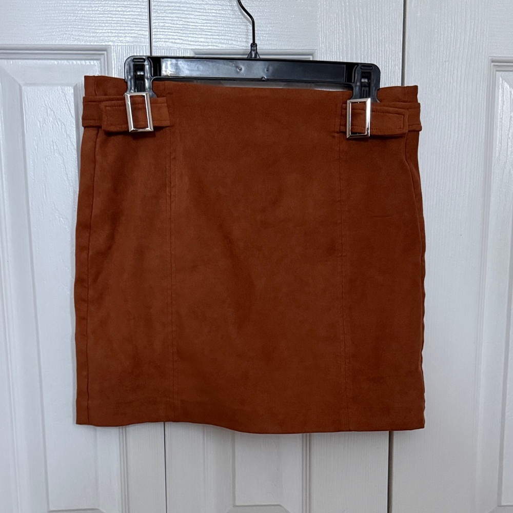 Bar III Faux Suede Cognac Mini Skirt Sz 4